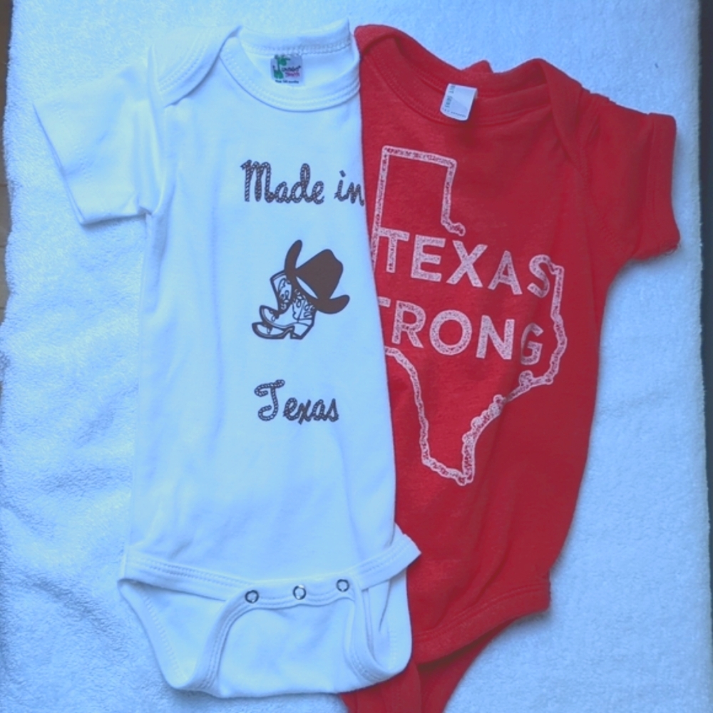 Texas onesies 3&12 M
